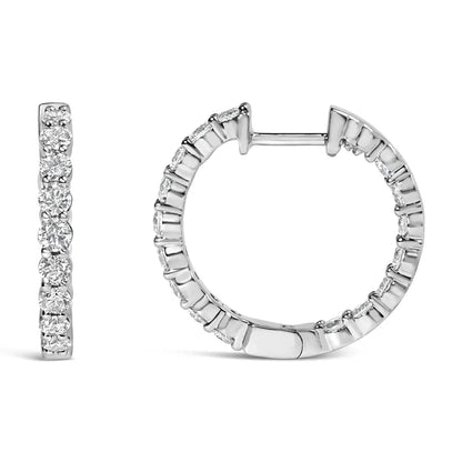 Exquisite 14k Gold Shared Prong Set Diamond Inside out Hoop Earrings