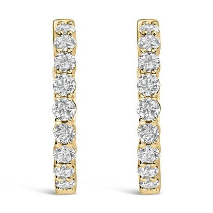 Exquisite 14k Gold Shared Prong Set Diamond Inside out Hoop Earrings