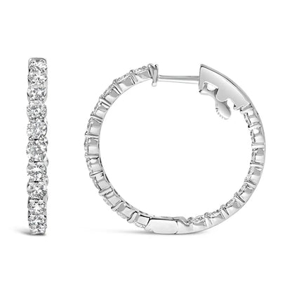 Exquisite 14k Gold Shared Prong Set Diamond Inside out Hoop Earrings