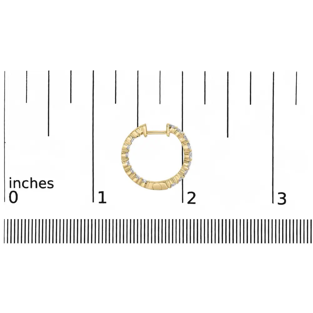 Exquisite 14k Gold Shared Prong Set Diamond Inside out Hoop Earrings