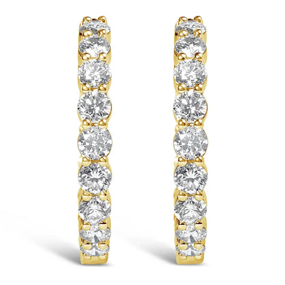 Exquisite 14k Gold Shared Prong Set Diamond Inside out Hoop Earrings