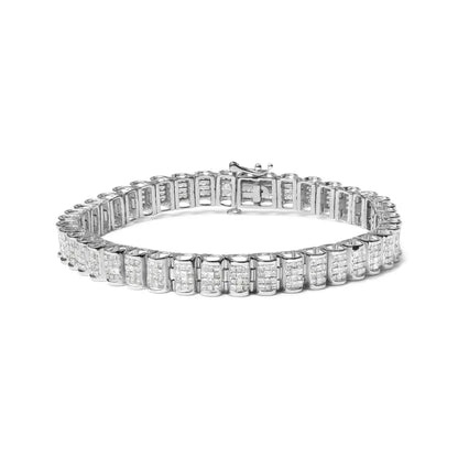 Exquisite 14k Gold Tennis Bracelet with 5.00 Cttw Square Princess Cut Diamonds