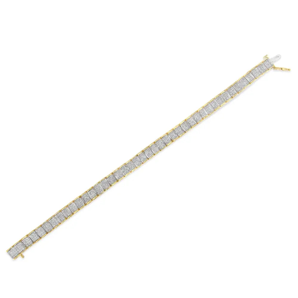 Exquisite 14k Gold Tennis Bracelet with 5.00 Cttw Square Princess Cut Diamonds