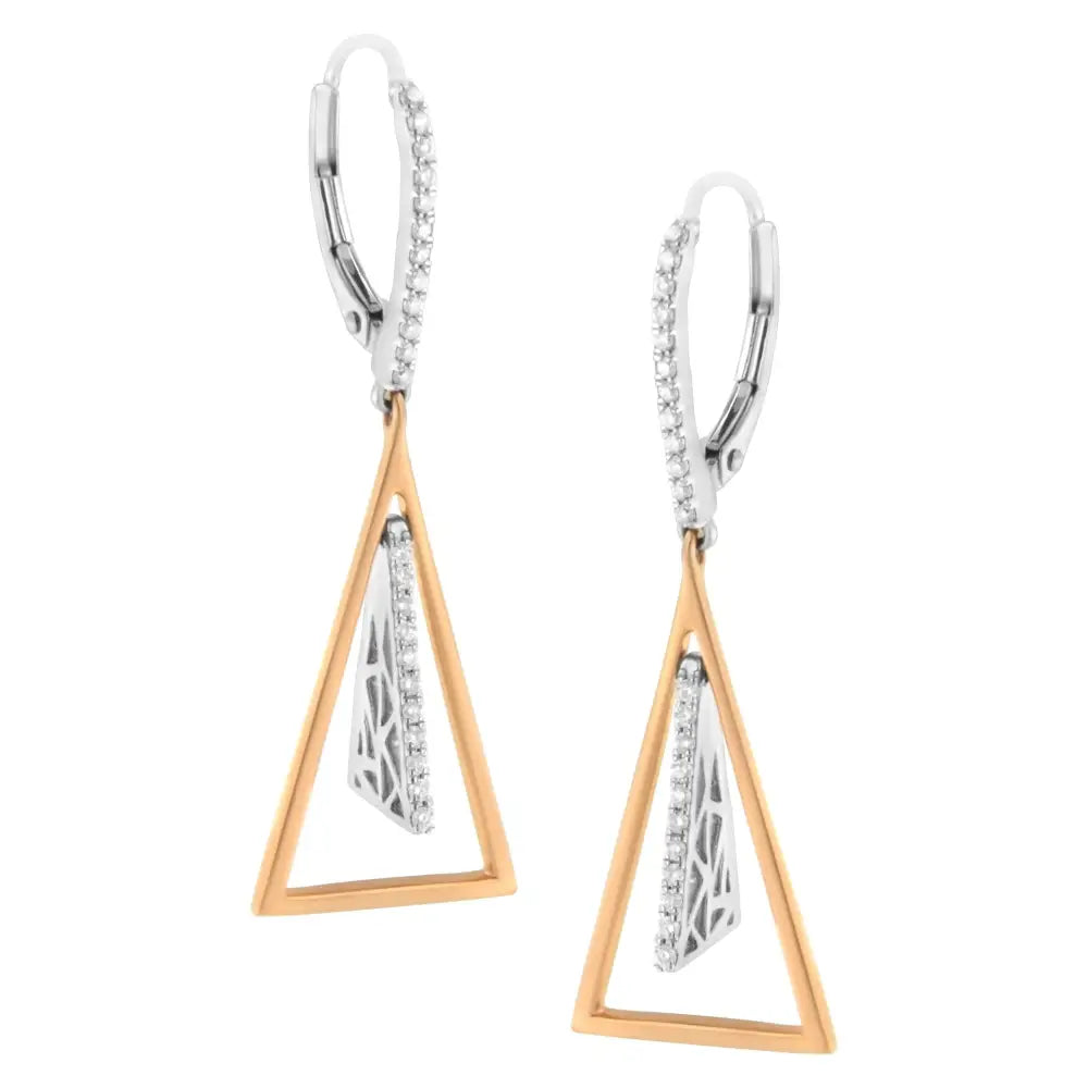 Exquisite 14k Rose and White Gold Cttw Diamond Windchime Drop Earrings