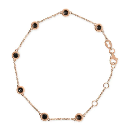 Exquisite 14k Rose Gold Bezel Set Black Diamond Bracelet 1.00 Cttw