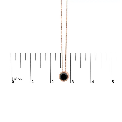 Exquisite 14k Rose Gold Black Round Diamond Solitaire Pendant Necklace