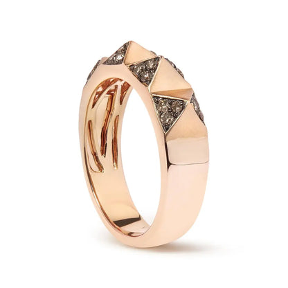 Exquisite 14k Rose Gold Brown Diamond Pyramid Band Ring 1/4 Cttw