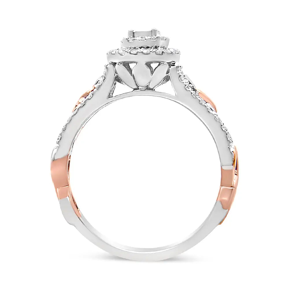 Exquisite 14k Rose Gold Split Shank Engagement Ring with Cttw Round Diamonds