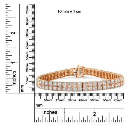 Exquisite 14k Rose Gold Two Row Milgrain Bracelet with Lab Grown Diamonds