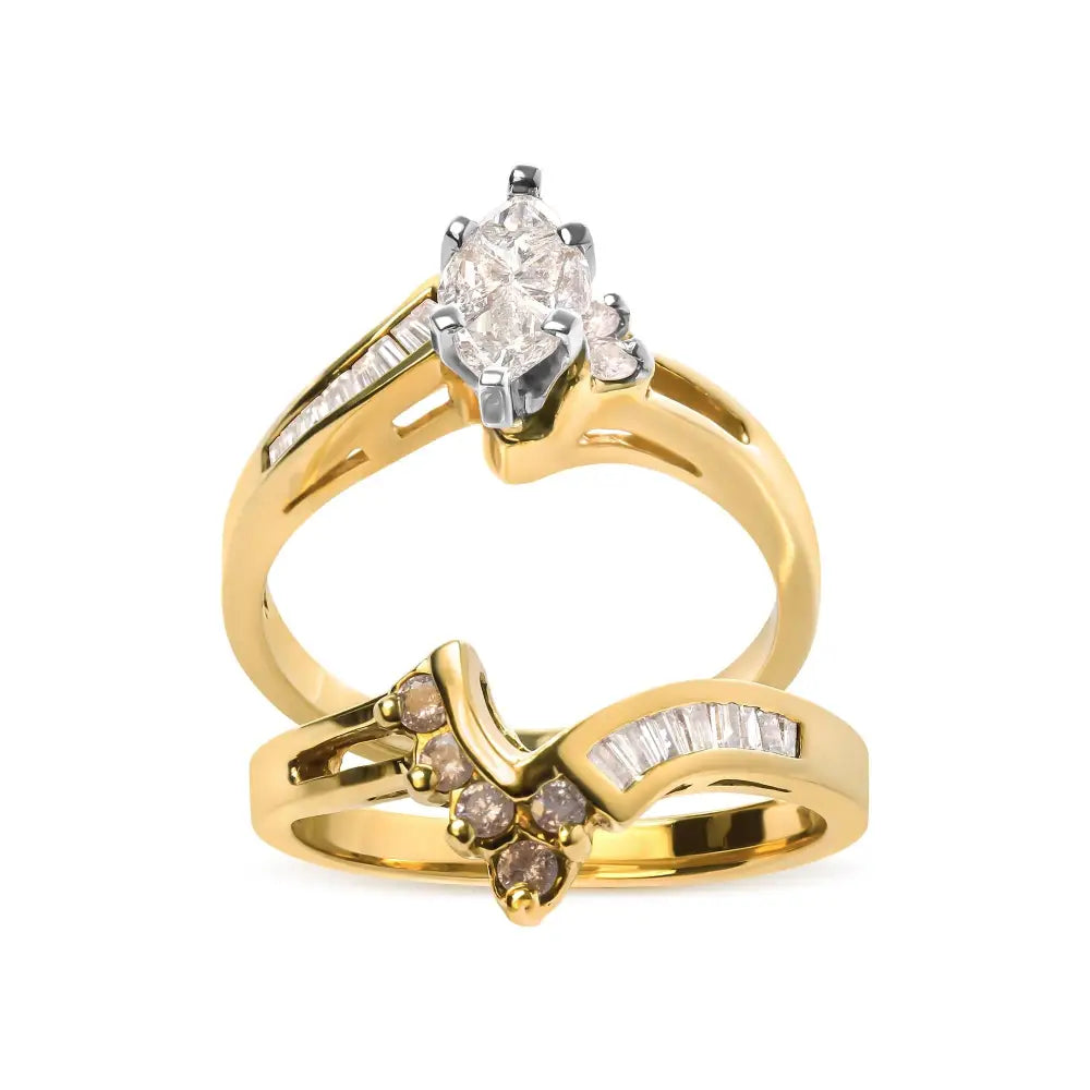 Exquisite 14k Two Tone Cttw Diamond Engagement Ring Set for Timeless Love