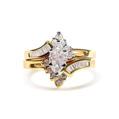 Exquisite 14k Two Tone Cttw Diamond Engagement Ring Set for Timeless Love