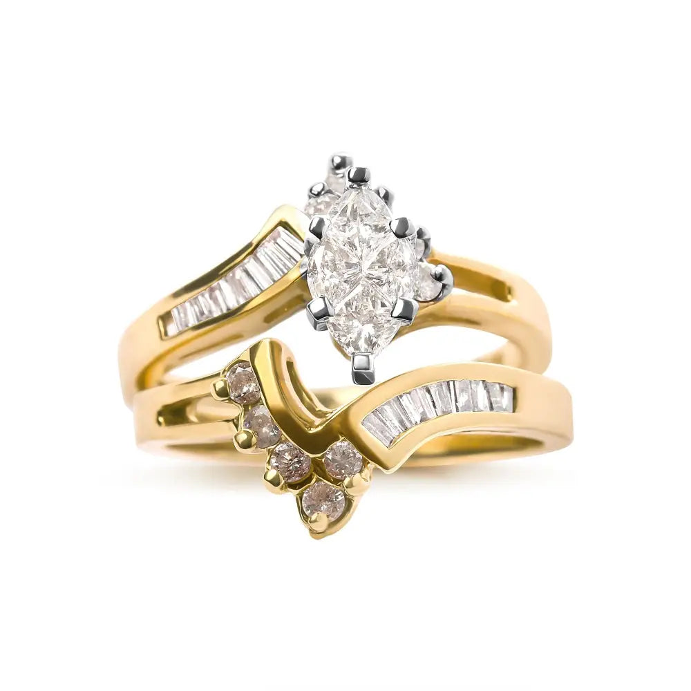 Exquisite 14k Two Tone Cttw Diamond Engagement Ring Set for Timeless Love