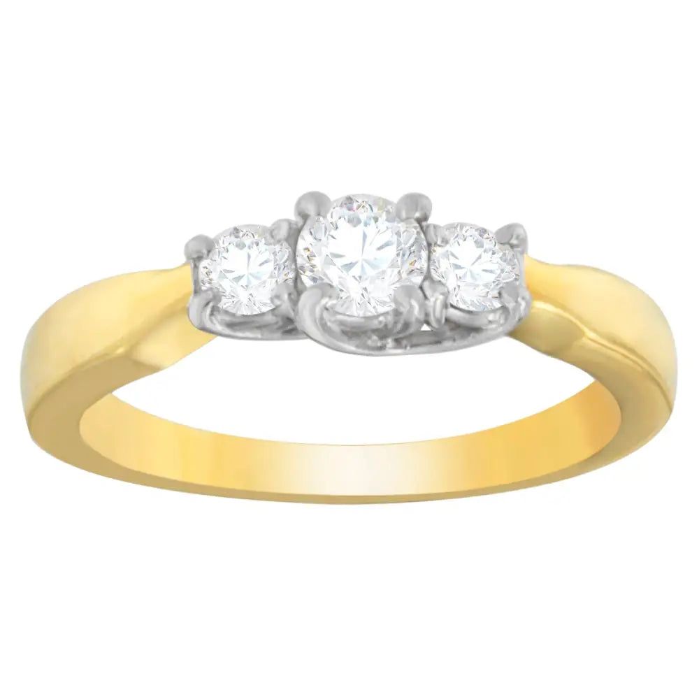 Exquisite 14k Two-toned Gold Half Carat Round-cut Diamond Ring - Rings/fashion/