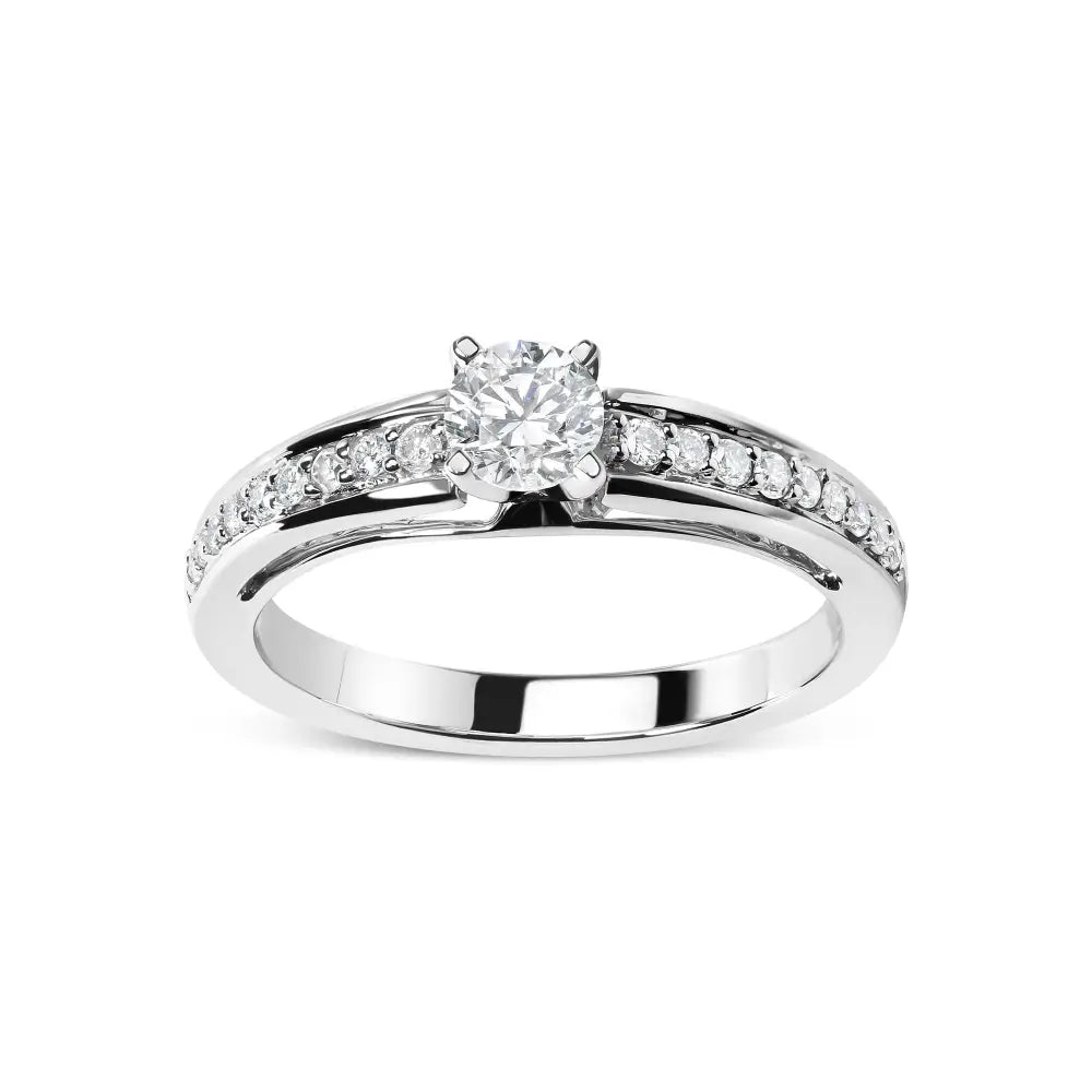 14k White Gold 1/2 Cttw Diamond Solitaire Engagement Ring (g-h Vs2-si1)