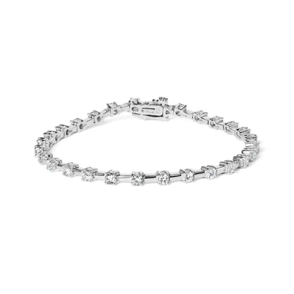 Exquisite 14k White Gold 2.00 Cttw Diamond Bar Link Tennis Bracelet