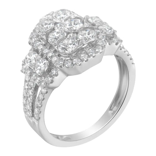 Exquisite 14k White Gold 2 1/4 Cttw Diamond Cocktail Cluster Ring - 7