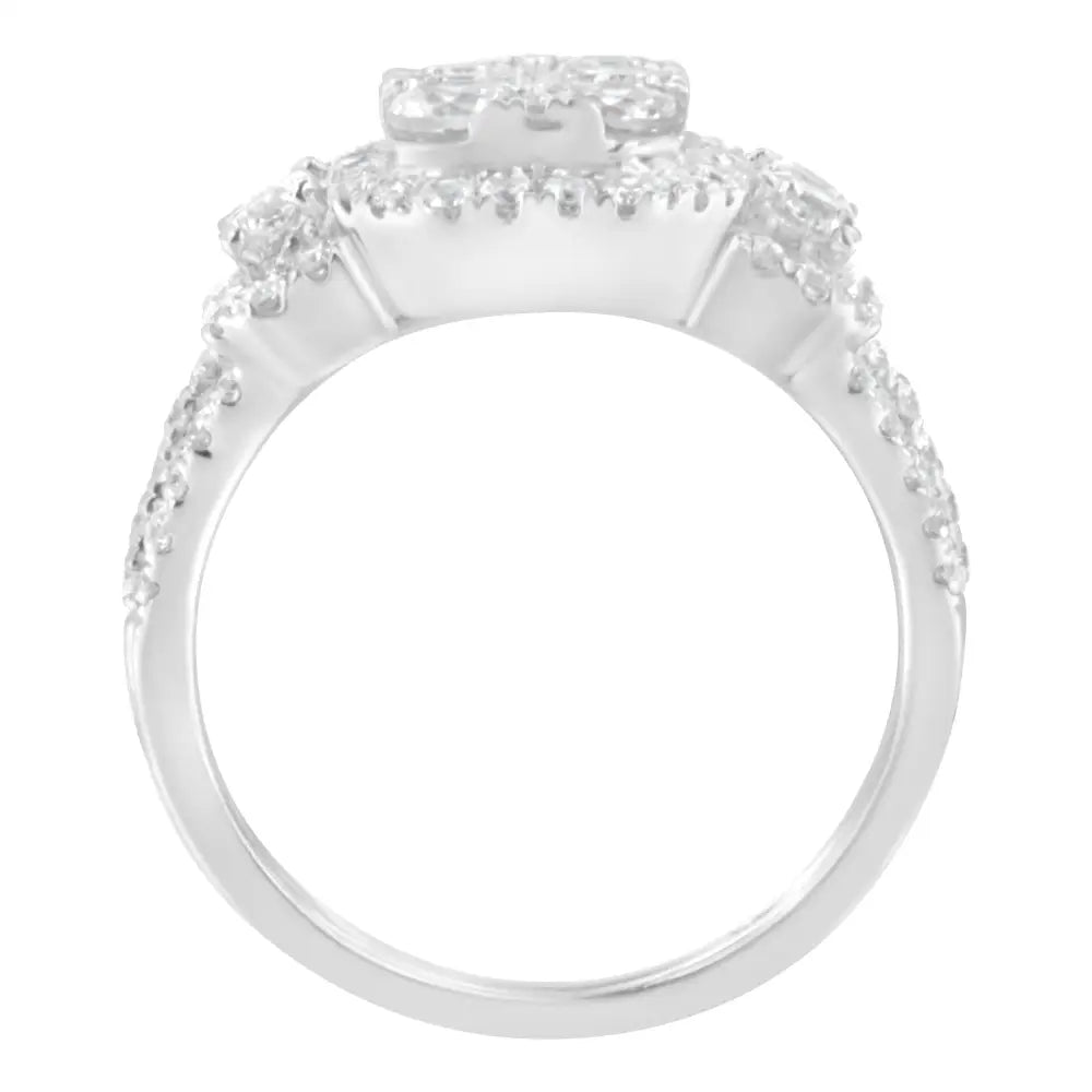 Exquisite 14k White Gold 2 1/4 Cttw Diamond Cocktail Cluster Ring - 7