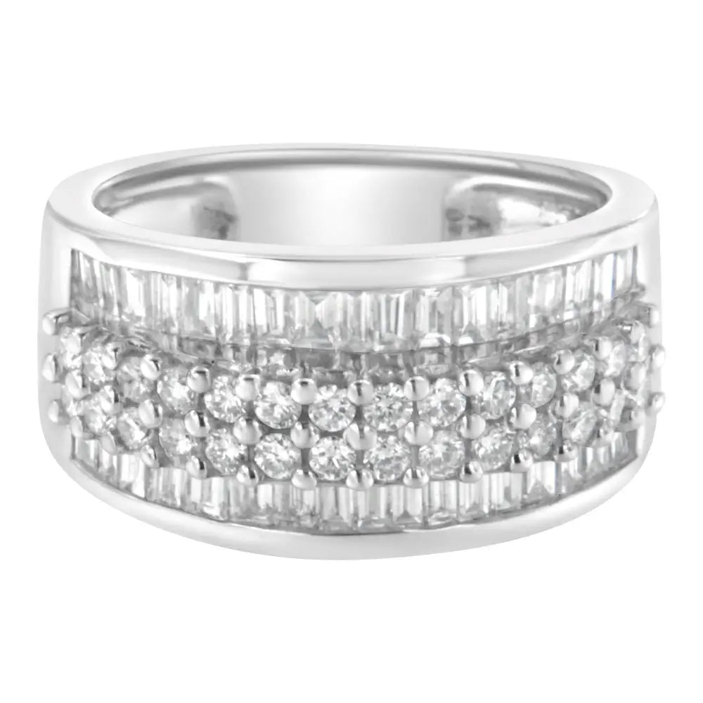 Exquisite 14k White Gold Baguette Diamond Ring in F-g Color - Rings/fashion/