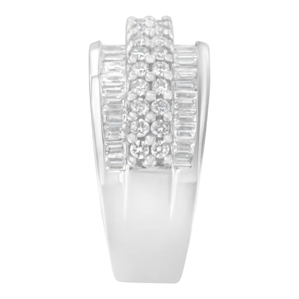 Exquisite 14k White Gold Baguette Diamond Ring in F-g Color - Rings/fashion/