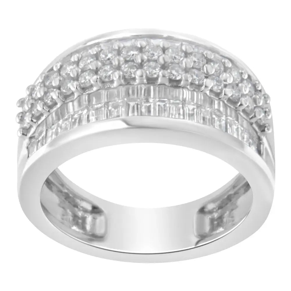 Exquisite 14k White Gold Baguette Diamond Ring in F-g Color - Rings/fashion/