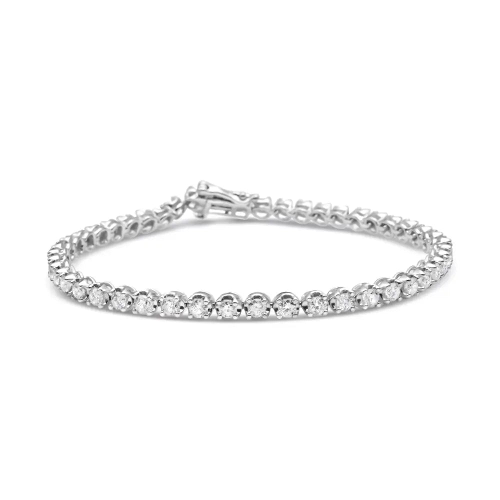 Exquisite 14k White Gold Classic Tennis Bracelet with 5.0 Cttw Diamonds