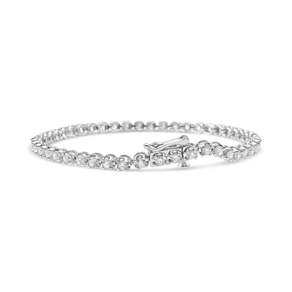 Exquisite 14k White Gold Classic Tennis Bracelet with 5.0 Cttw Diamonds