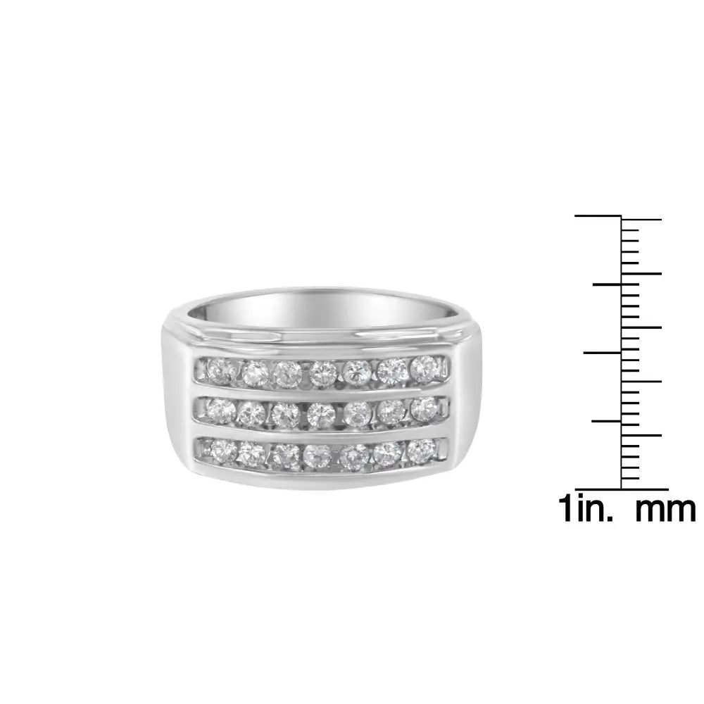 Exquisite 14k White Gold Diamond Channel Set Band Ring for Men