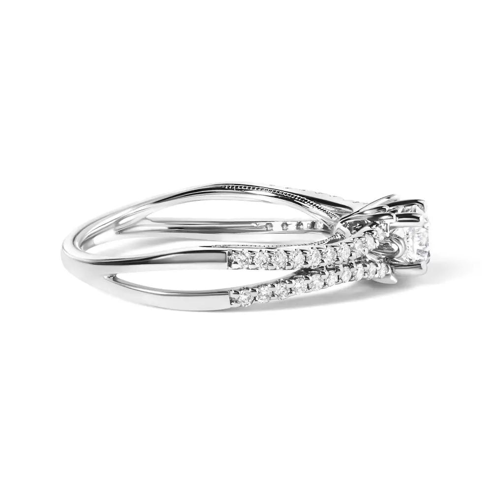 Stunning 14k White Gold Split Shank Engagement Ring – Size 7