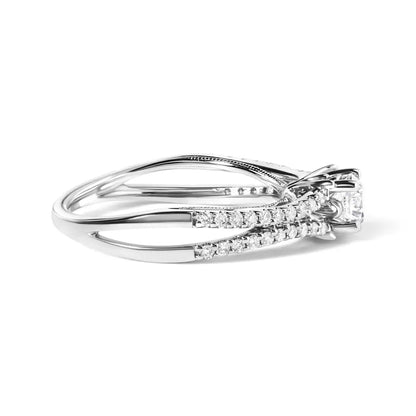 Stunning 14k White Gold Split Shank Engagement Ring – Size 7