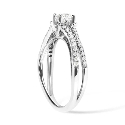 Stunning 14k White Gold Split Shank Engagement Ring – Size 7