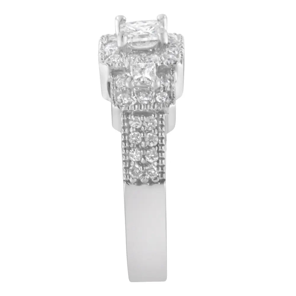 Exquisite 14k White Gold Diamond Three Stone Ring for Timeless Elegance