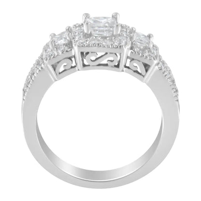 Exquisite 14k White Gold Diamond Three Stone Ring for Timeless Elegance