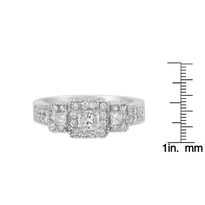 Exquisite 14k White Gold Diamond Three Stone Ring for Timeless Elegance