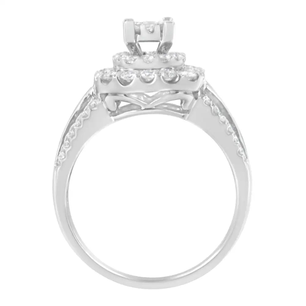 Exquisite 14k White Gold Diamond Vintage Ring with Timeless Elegance