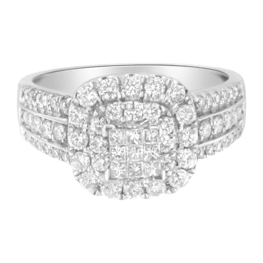 Exquisite 14k White Gold Diamond Vintage Ring with Timeless Elegance