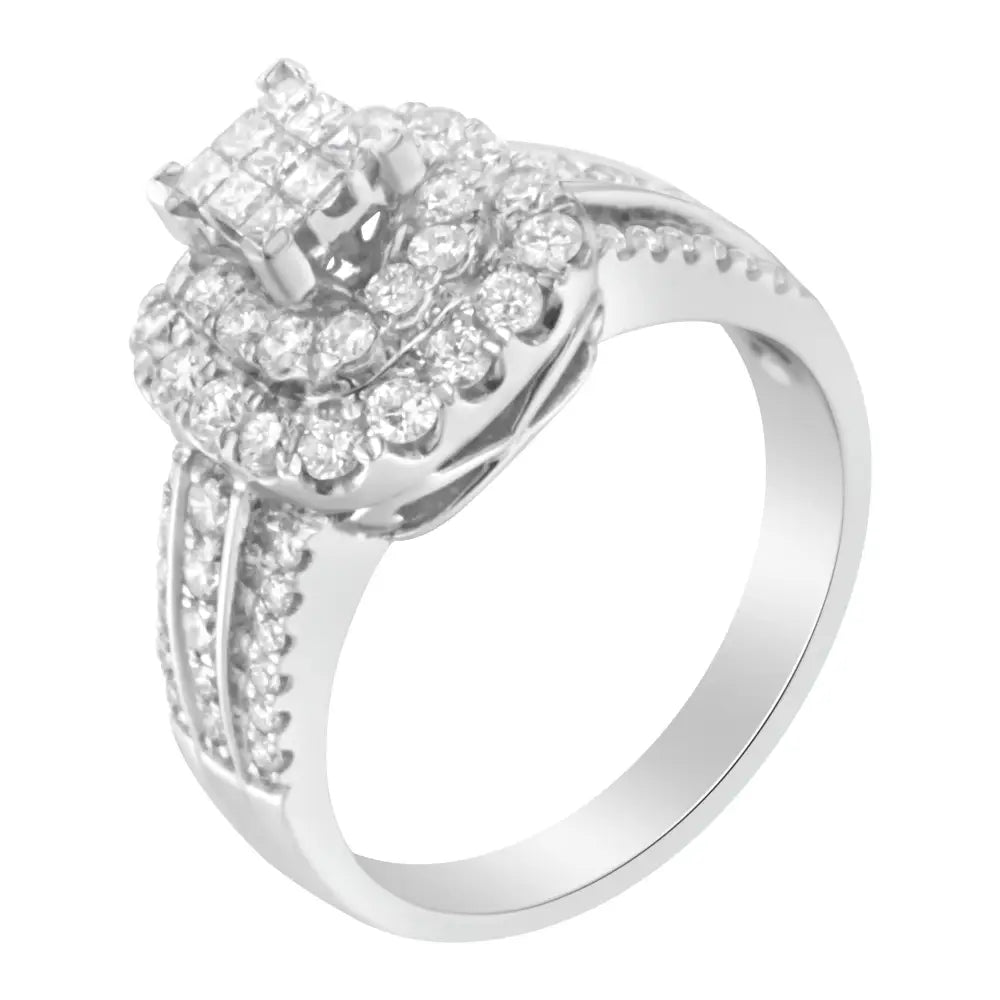 Exquisite 14k White Gold Diamond Vintage Ring with Timeless Elegance