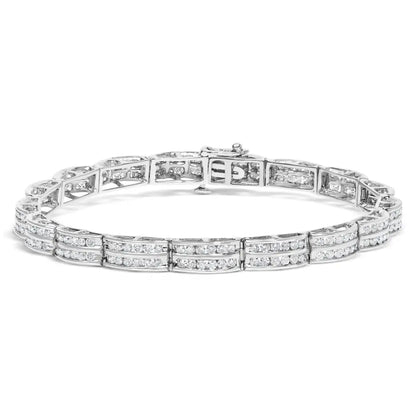 Elegant 14k White Gold Double Row Diamond Tennis Bracelet – 7 Inches