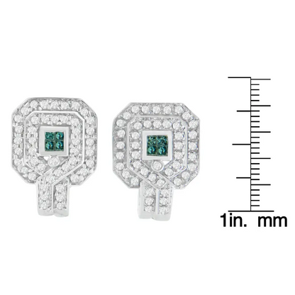 Exquisite 14k White Gold Earrings with Treated Blue Diamonds