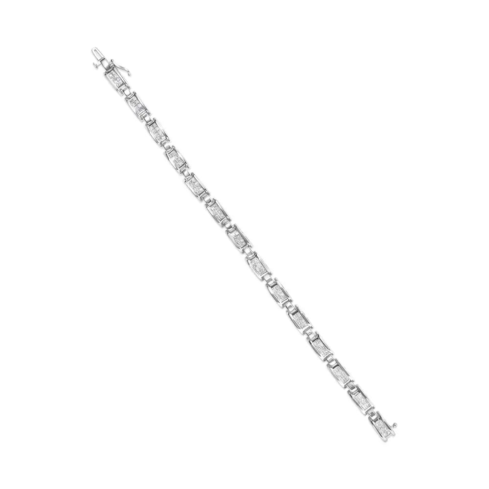 Exquisite 14k White Gold Invisible Set Princess Cut Diamond Tennis Bracelet