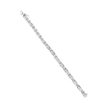 Exquisite 14k White Gold Invisible Set Princess Cut Diamond Tennis Bracelet