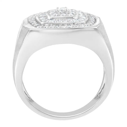 Exquisite 14k White Gold Men’s Diamond Band Ring for Timeless Elegance