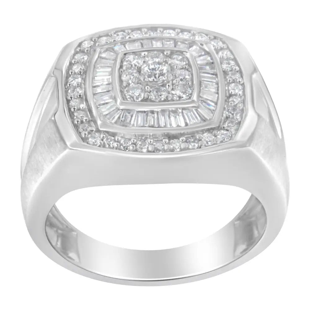 Exquisite 14k White Gold Men’s Diamond Band Ring for Timeless Elegance