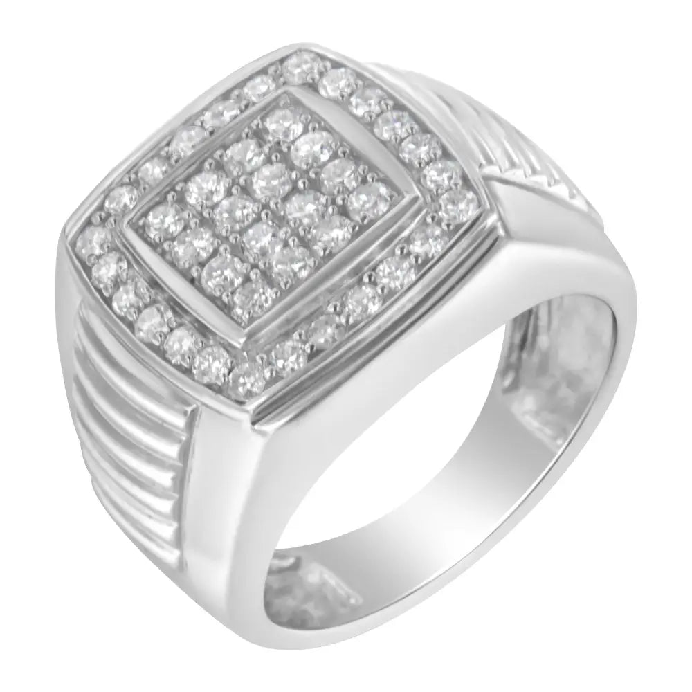 Exquisite 14k White Gold Men’s Diamond Squared Band for Timeless Elegance