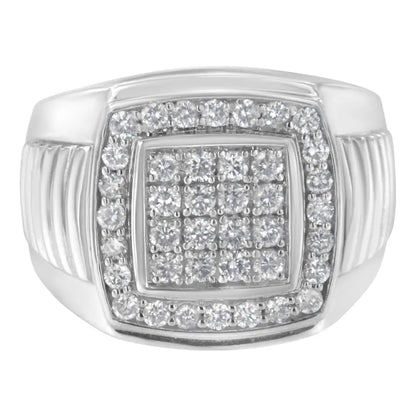 Exquisite 14k White Gold Men’s Diamond Squared Band for Timeless Elegance