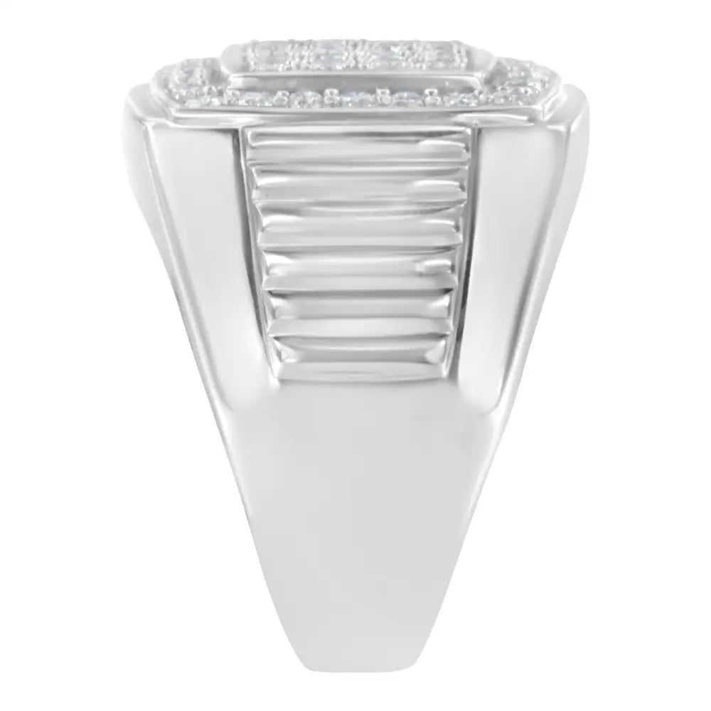 Exquisite 14k White Gold Men’s Diamond Squared Band for Timeless Elegance