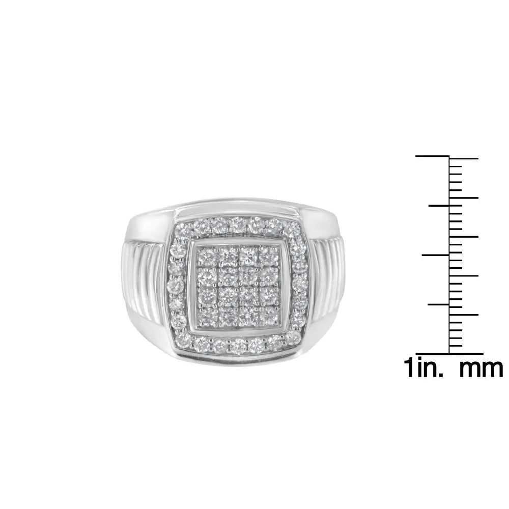 Exquisite 14k White Gold Men’s Diamond Squared Band for Timeless Elegance