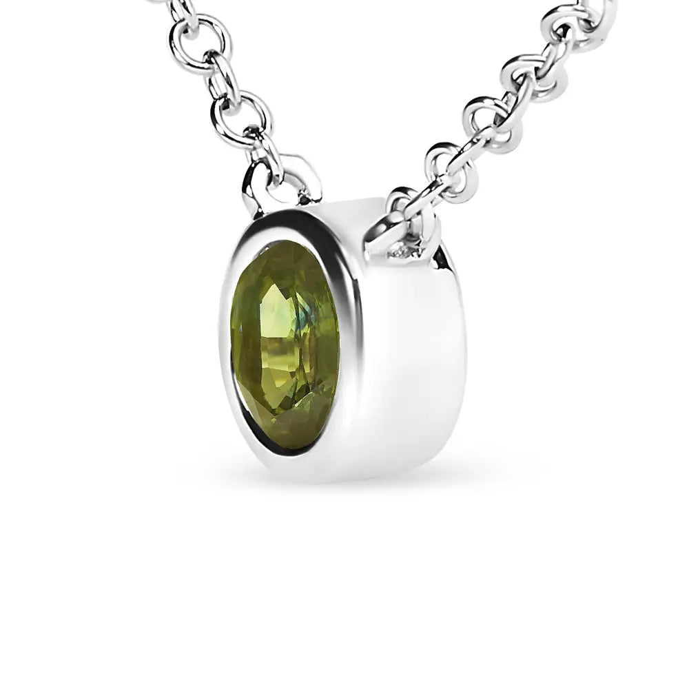 Exquisite 14k White Gold Necklace with Cttw Green Lab Grown Diamond