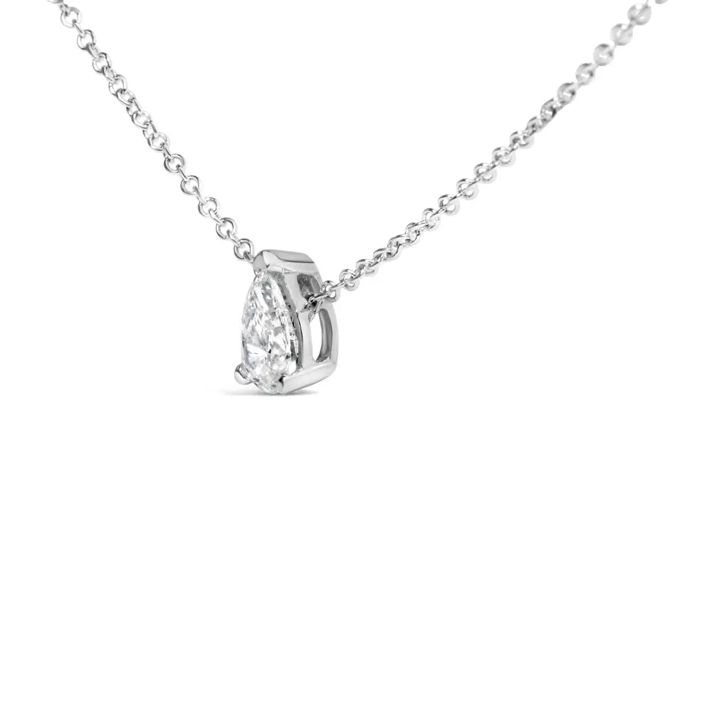 Exquisite 14k White Gold Pear Shape Lab-grown Diamond Pendant Necklace