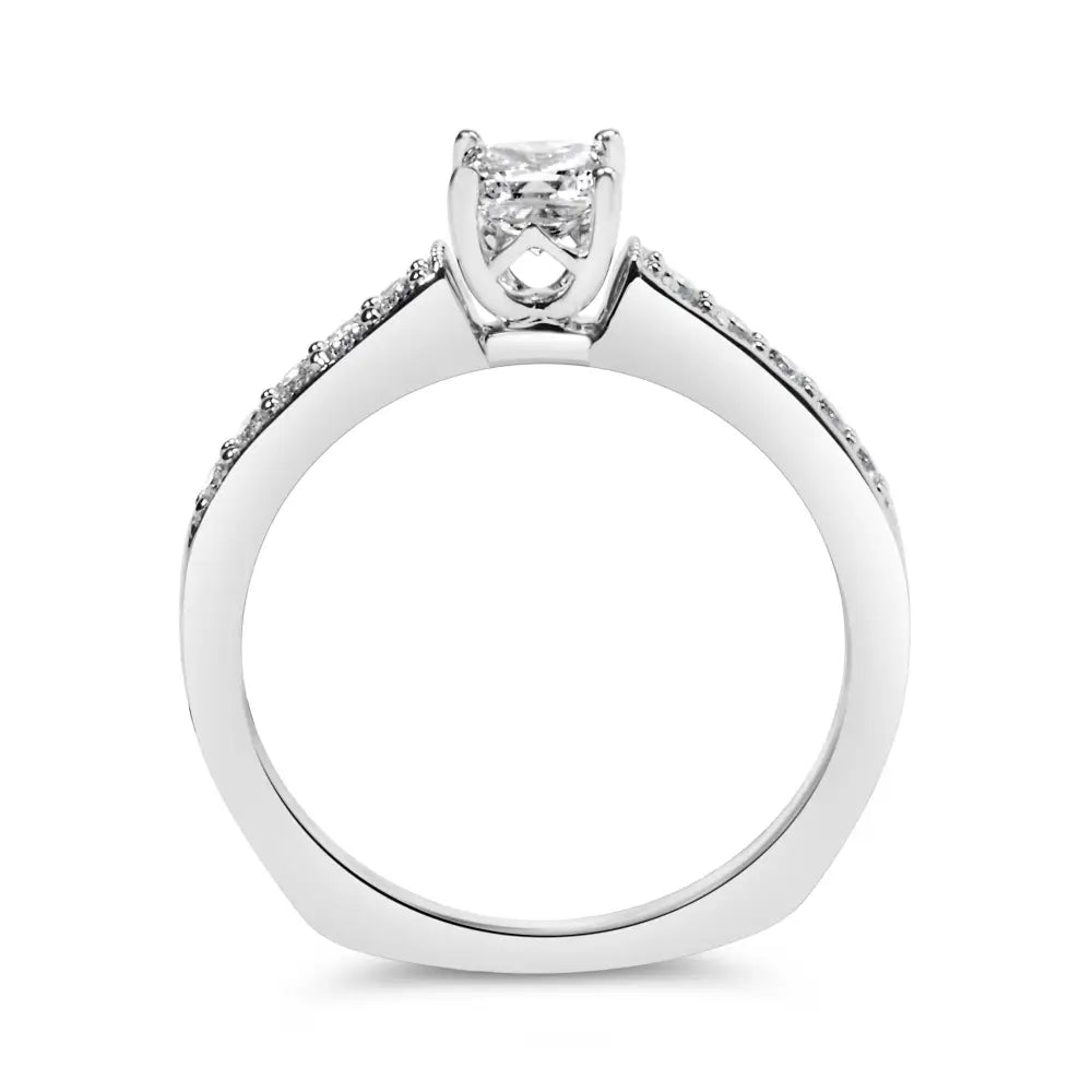 14k White Gold Diamond Engagement Ring – 1/2 Cttw Princess Cut Diamond Size 7