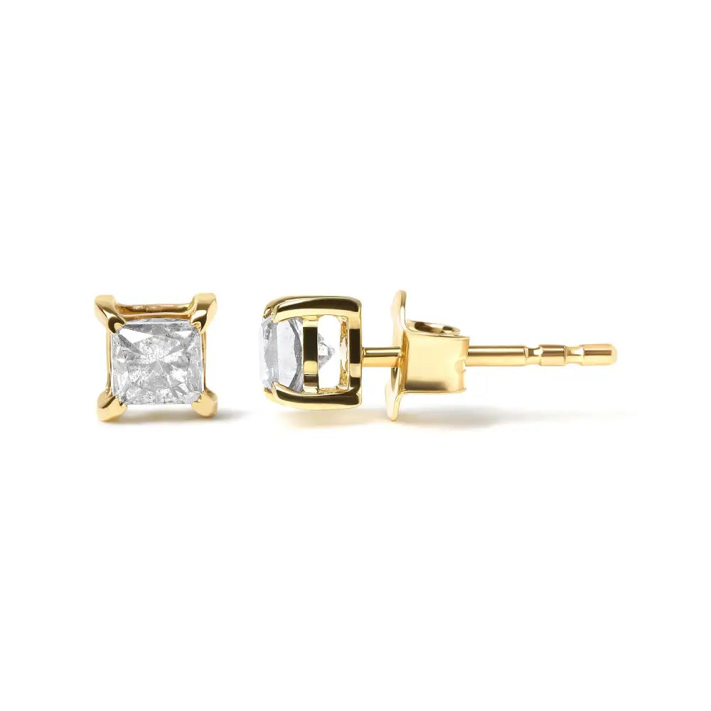 Exquisite 14k White Gold Princess-cut Treated Black Diamond Classic Studs